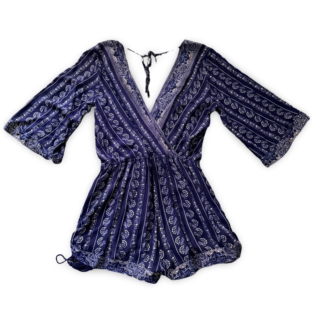 Anthropologie Skies Are Blue Wrap Romper Sz Medium - Picture 2 of 3
